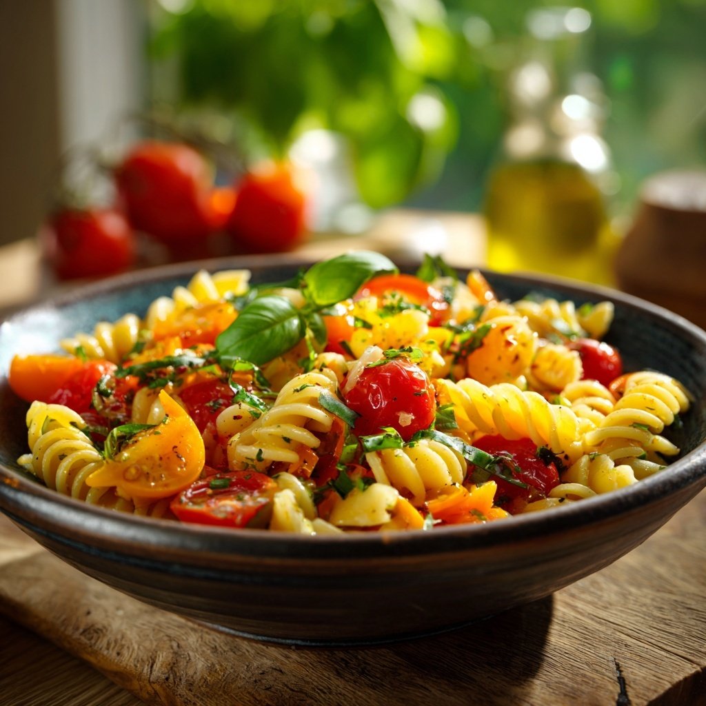 Mediterraner Nudelsalat Mit Tomatenfilet