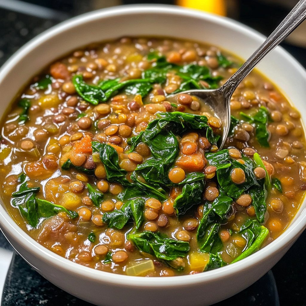 Linsensuppe mit Spinat