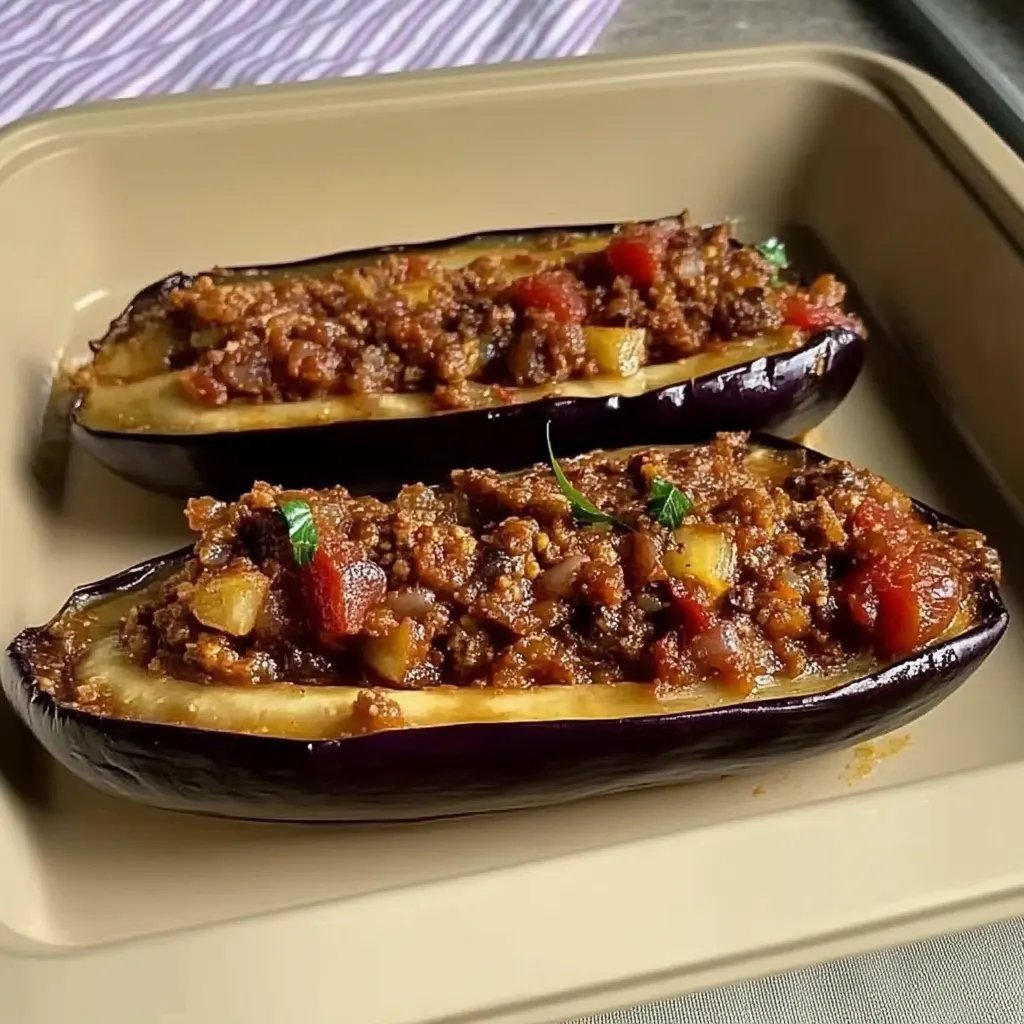 Gefüllte Aubergine mit Hackfleisch