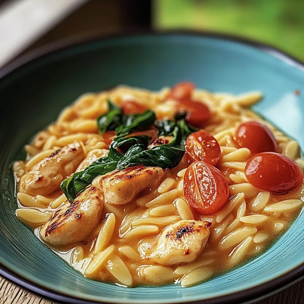 Cremige Orzo-Pfanne mit Hähnchen