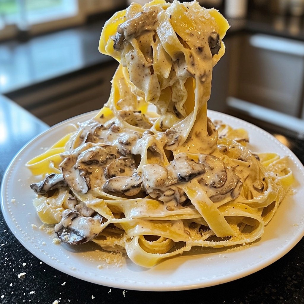 Tagliatelle mit Pilzrahm