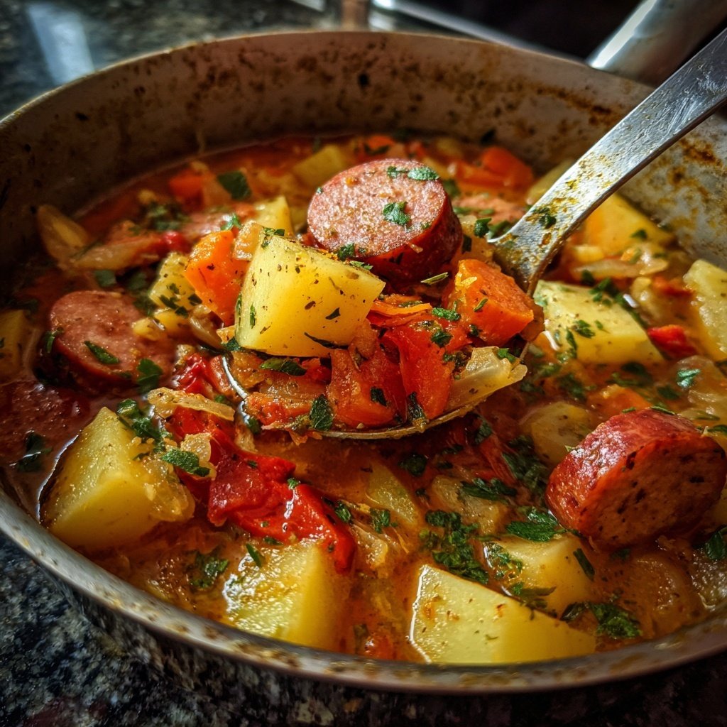 Herzhafter Steckrübeneintopf mit Kassler und Kohlwurst