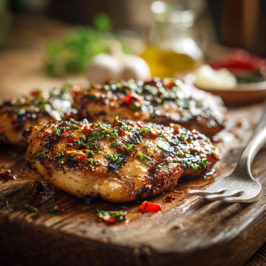 Gegrilltes Hähnchen Mit Chili Knoblauch Marinade