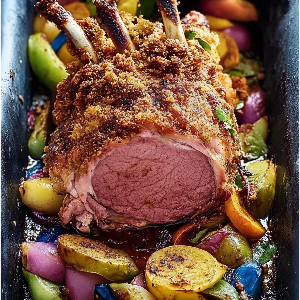 Saftiger Senfbraten mit Porree und Äpfeln