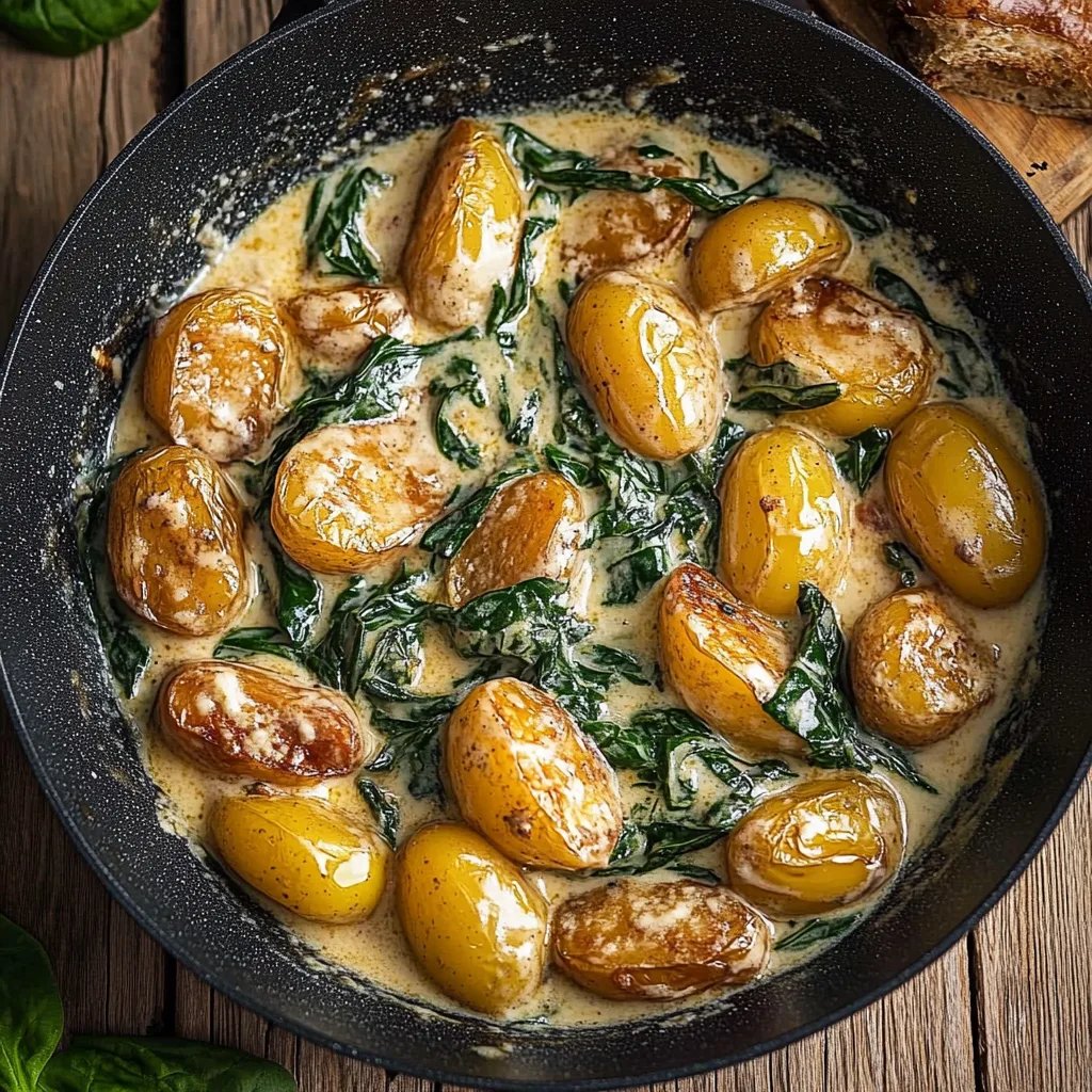 Cremige Spinat Kartoffel Pfanne