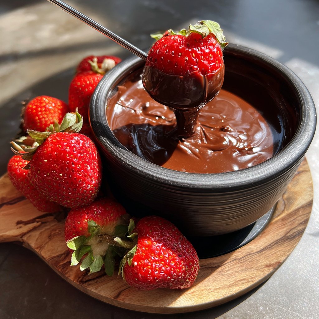 Schokoladenfondue mit Erdbeeren