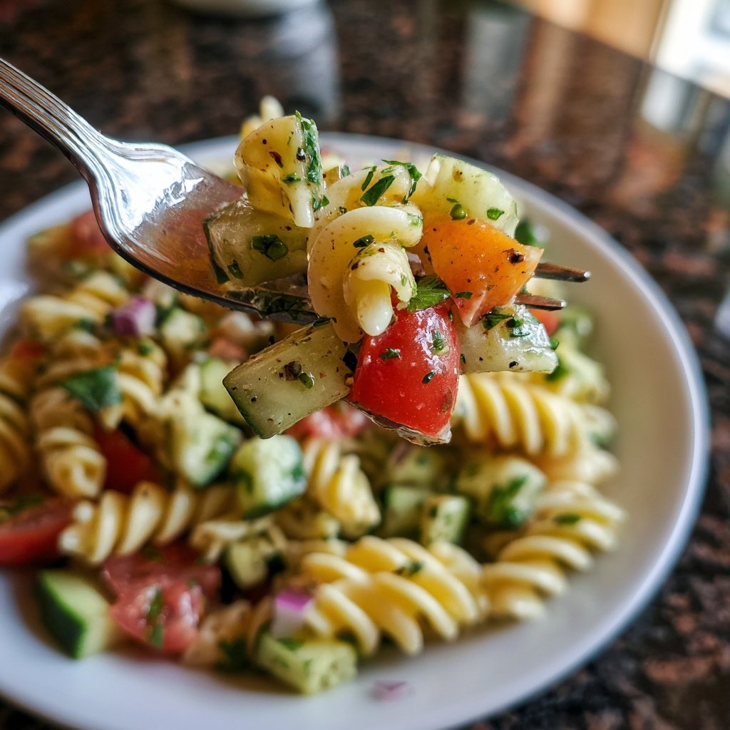 Mediterraner Nudelsalat Mit Gurke