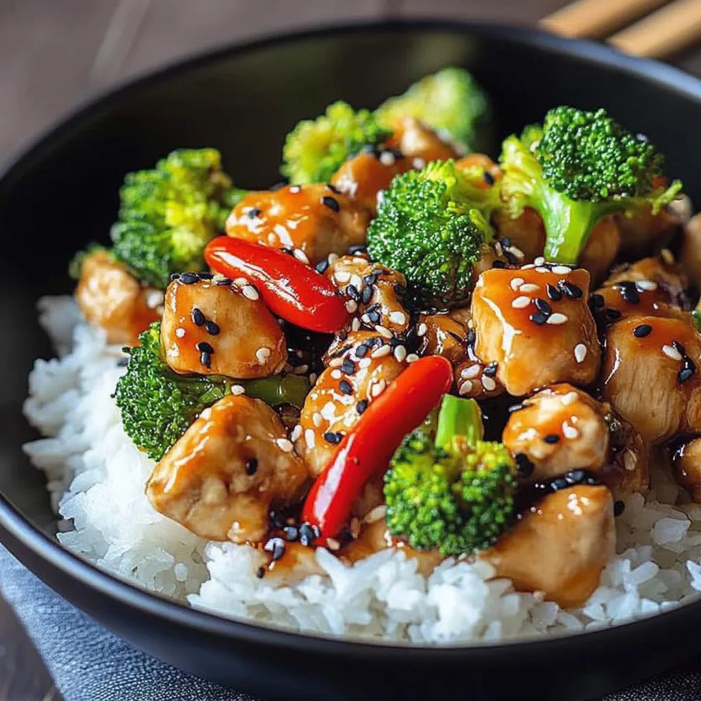 Gesundes Chicken Teriyaki mit Brokkoli und Reis